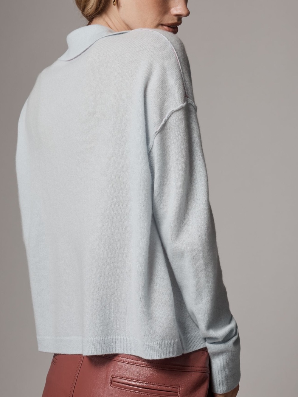 🐾Anthropologie Cashmere Sweater Pilcro Collared Long Sleeve Polo New Dog Blue - Picture 3 of 15